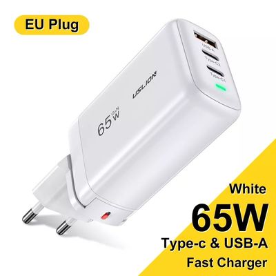 Chargeur murale USB de type C de 65 W GAN EU Plug pour charge rapide Portables et téléphones portables