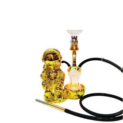 Résine 38CM design de narguilé or blanc aluminium 1 tuyau Shisha avec lumière LED