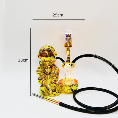 Résine 38CM design de narguilé or blanc aluminium 1 tuyau Shisha avec lumière LED
