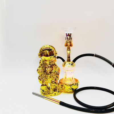 Résine 38CM design de narguilé or blanc aluminium 1 tuyau Shisha avec lumière LED