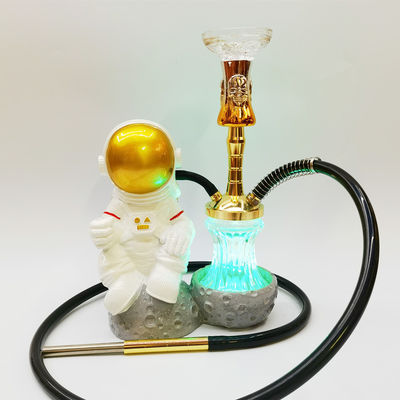 Résine 38CM design de narguilé or blanc aluminium 1 tuyau Shisha avec lumière LED