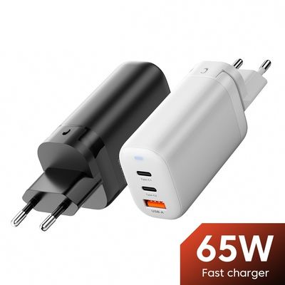 Adaptateur de déplacement USB de type-c de 3 ports de 65 W GaN pour la recharge à grande vitesse de plusieurs appareils