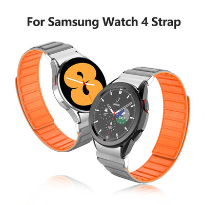 22mm SamSung Watch 4 bande magnétique en cuir avec double couleur rotative et nylon