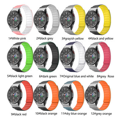 22mm SamSung Watch 4 bande magnétique en cuir avec double couleur rotative et nylon