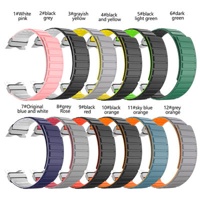 22mm SamSung Watch 4 bande magnétique en cuir avec double couleur rotative et nylon