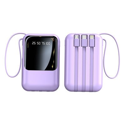 Socket Standard 10000mAh Mini Power Bank Chargeur à LED avec 4 câbles