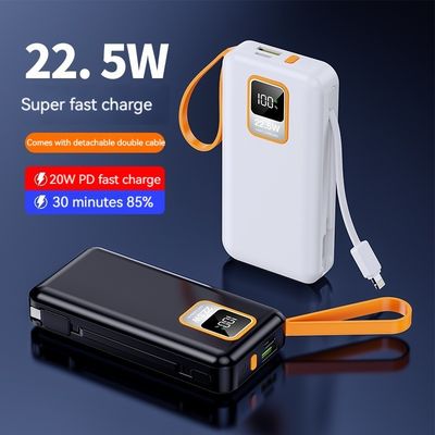 Porte TC extérieure 10000mAh Mini 22,5W Power Bank à recharge rapide avec câble et capacité réelle