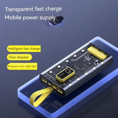 TYPE-C Interface d'entrée Banque d'alimentation électrique transparente 10000 mAh alimentation mobile pour iPhone 15 14