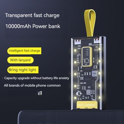 TYPE-C Interface d'entrée Banque d'alimentation électrique transparente 10000 mAh alimentation mobile pour iPhone 15 14