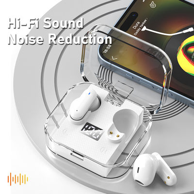 Casque de jeu de musique sans fil avec écran numérique et boîtier transparent à faible latence 2024