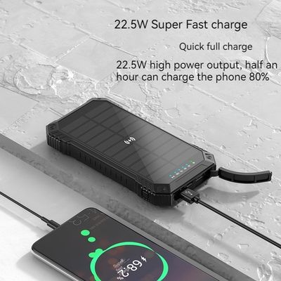 Banque d'alimentation extérieure pour iPhone 15 15W Sortie sans fil 22,5W Charge solaire et sortie 3A