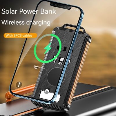 Batterie Li-polymère Banque d'énergie solaire 10000mAh pour iPhone 15 Chargement sans fil et extérieur