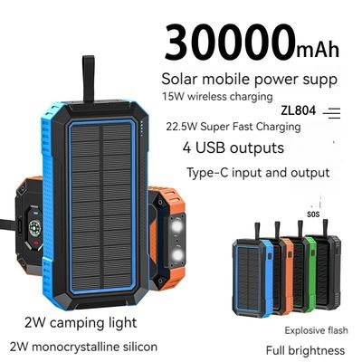 Puissance de sortie de 15W Private Mold Charge sans fil Banque d'énergie solaire pour iPhone 30000mAh