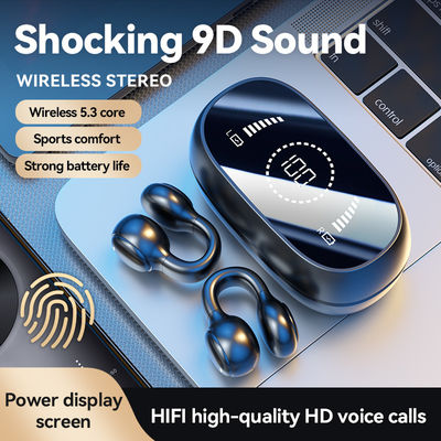 HiFi Stéréo Conduction osseuse véritable écouteur sans fil avec câble de charge de 20 cm et microphone