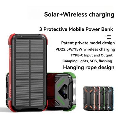 15W sans fil/USB 22,5W sortie Banque d'énergie solaire 20000mAh pour les téléphones cellulaires Les smartphones