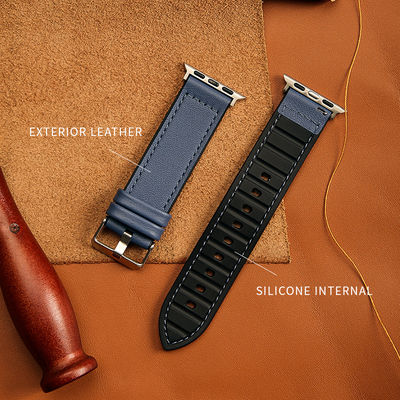 Ceinture de montre en cuir de silicone de 22 mm pour la série iWatch 6 5 4 3 2 1 SE Luxe et durable