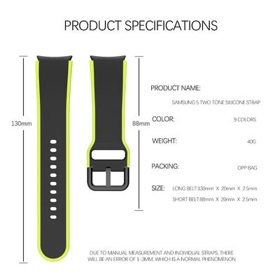 Samsung Galaxy Watch 5 40 mm 44 mm Bracelet en silicone avec bande de conception à double face Largeur 20 mm
